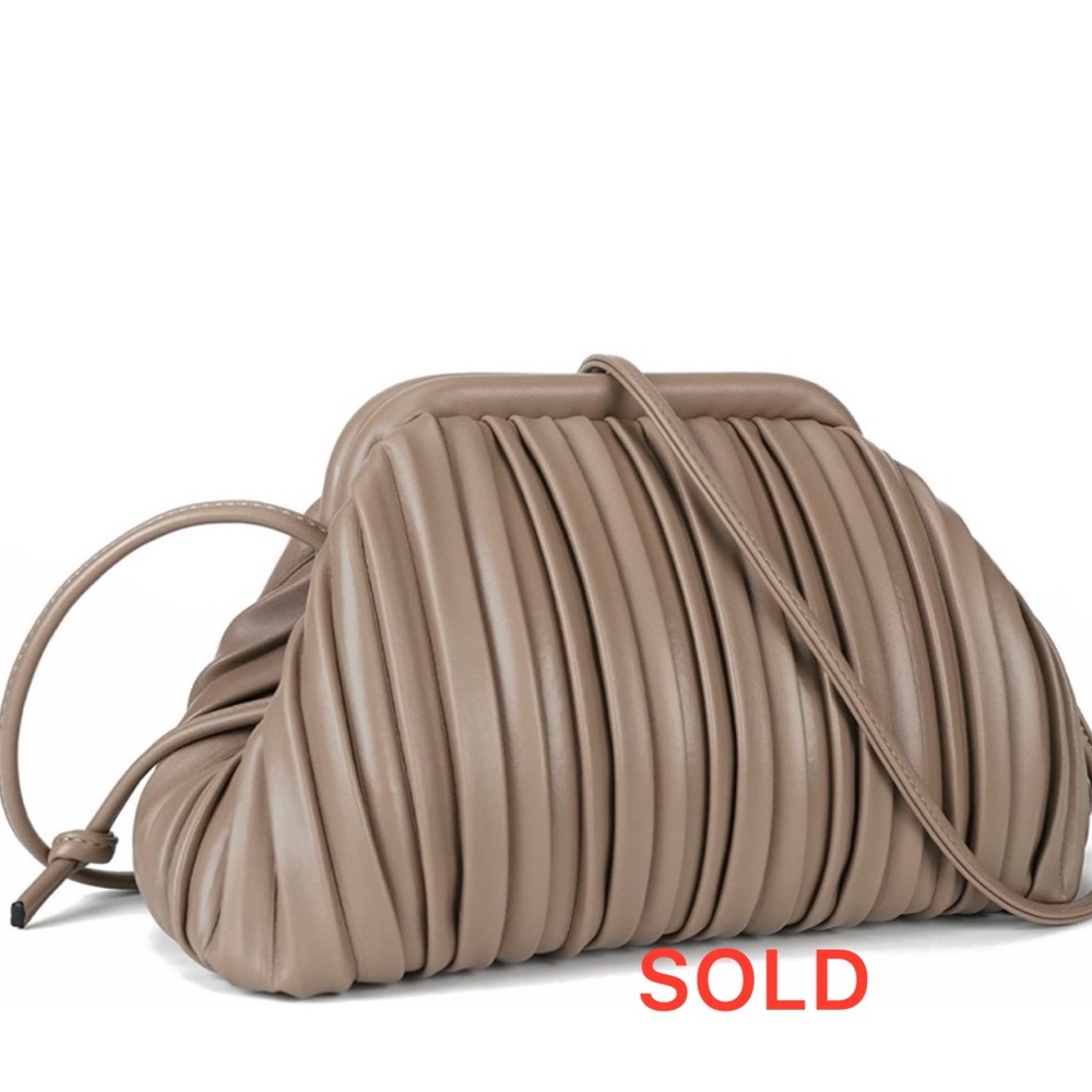 Gorgeous PU Leather Clutch. Taupe. Excellent condition.